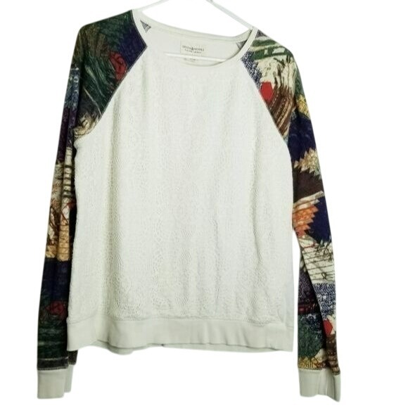 Denim & Supply Ralph Lauren‎ Patchwork Sleeve Sweatshirt Crewneck - Picture 1 of 9